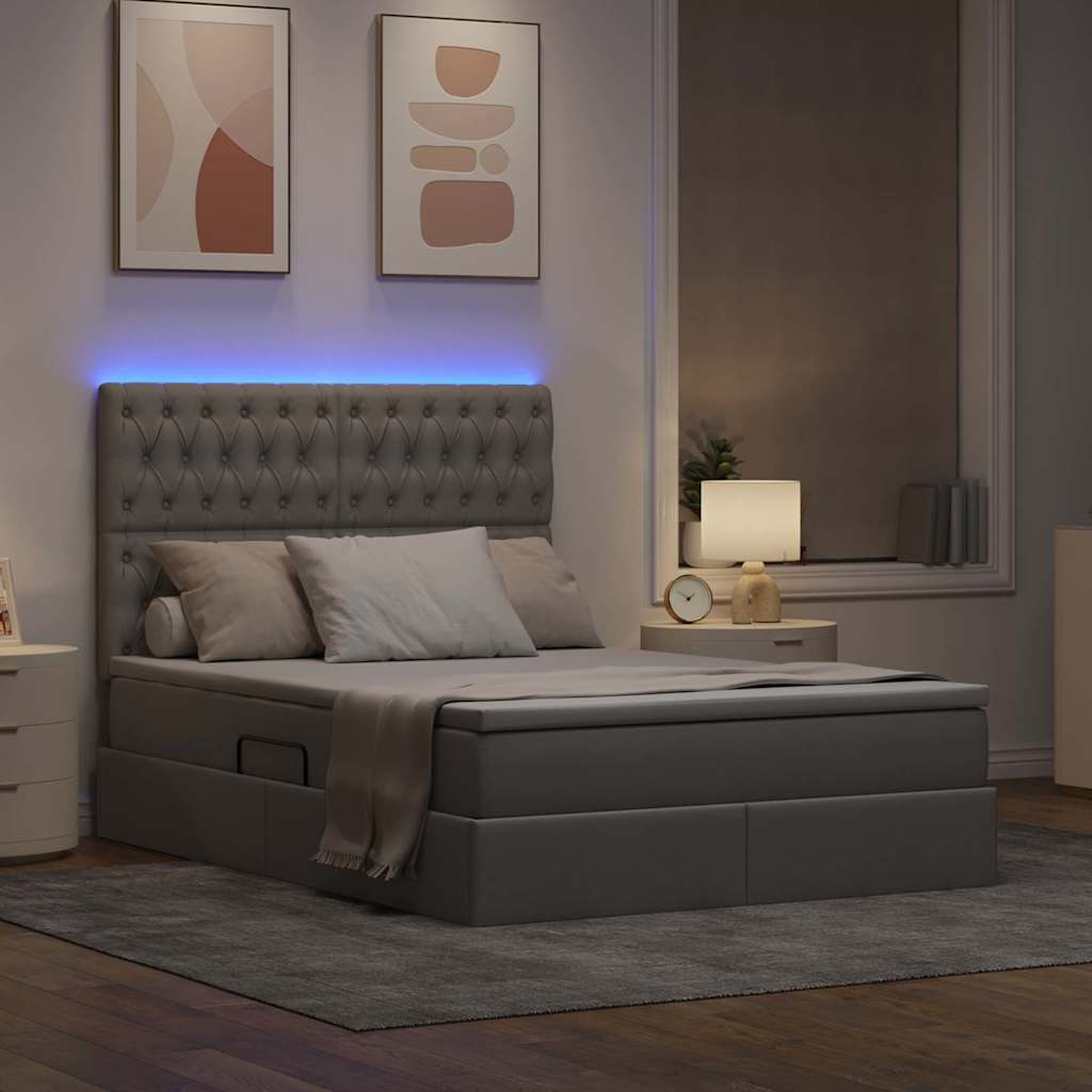 Letto con luci a strisce a LED Talpa 140 x 200 cm Tessuto