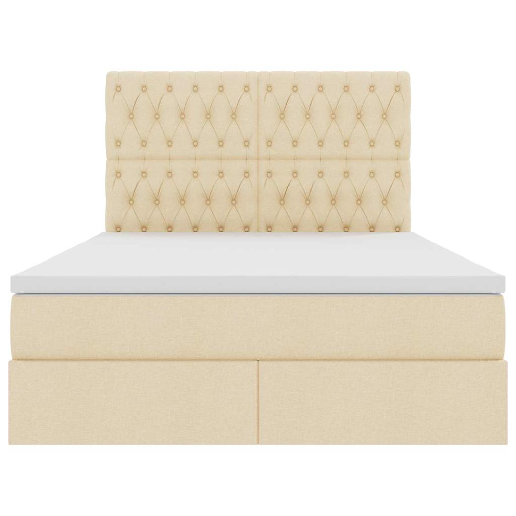 Letto con luci a strisce a LED Crema 140 x 200 cm Tessuto