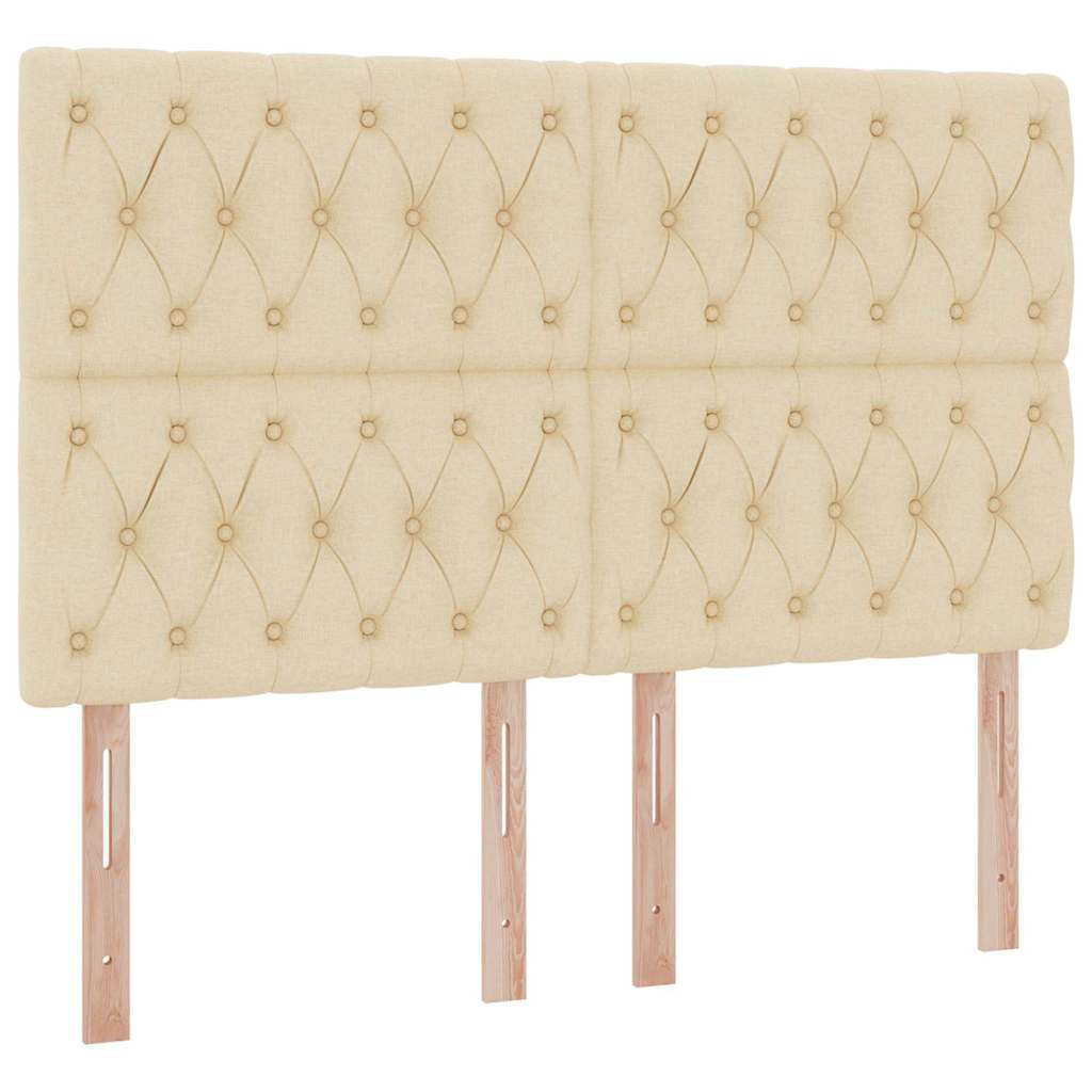 Letto con luci a strisce a LED Crema 140 x 200 cm Tessuto