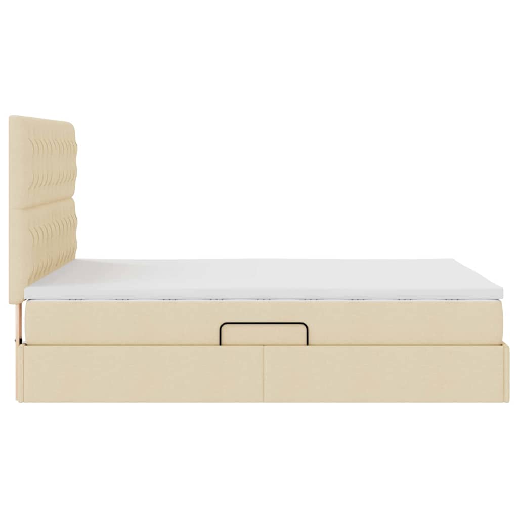 Letto con luci a strisce a LED Crema 140 x 200 cm Tessuto