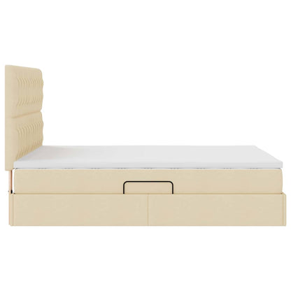 Letto con luci a strisce a LED Crema 140 x 200 cm Tessuto