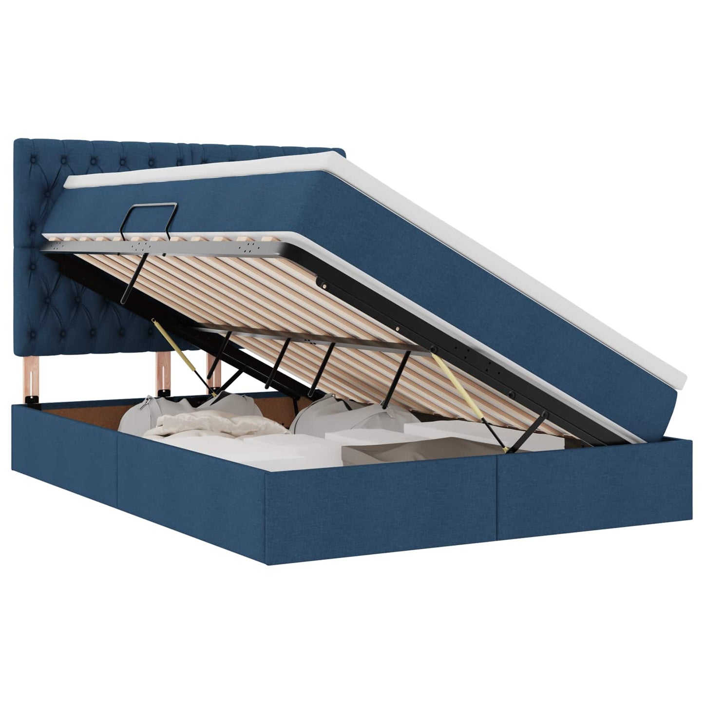 Letto con luci a strisce a LED Blu 140 x 200 cm Tessuto