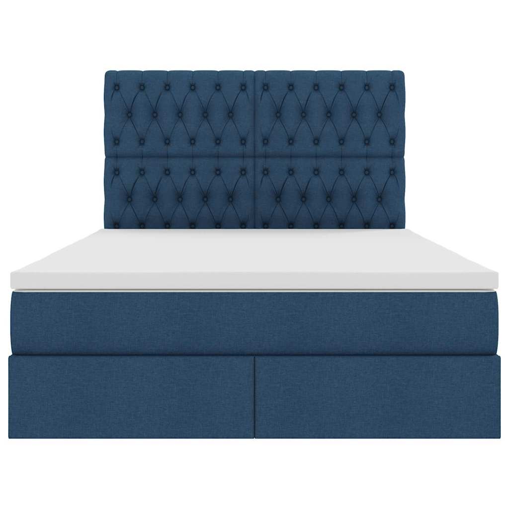 Letto con contenitore LED e materasso Blu 140 x 200 cm Tessuto | homemem39