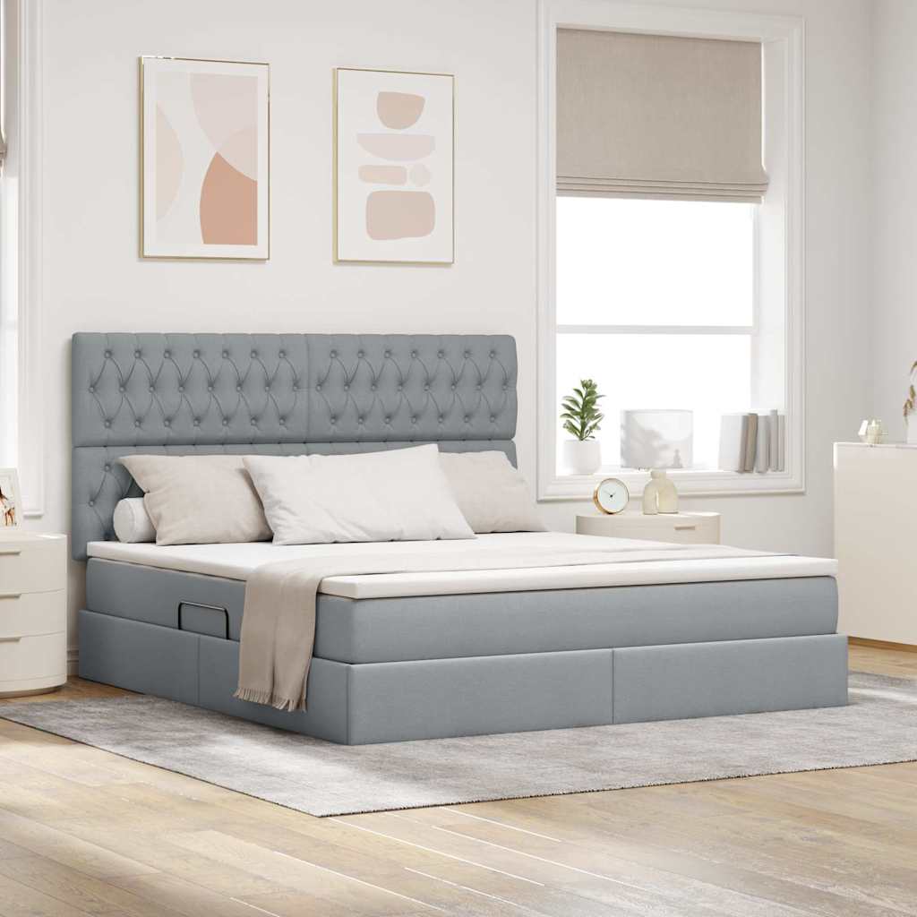 Letto con contenitore LED e materasso Grigio Chiaro | homemem39