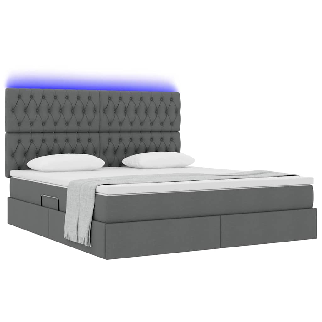 Letto con contenitore LED e materasso Grigio Scuro 160 x 200 cm | homemem39