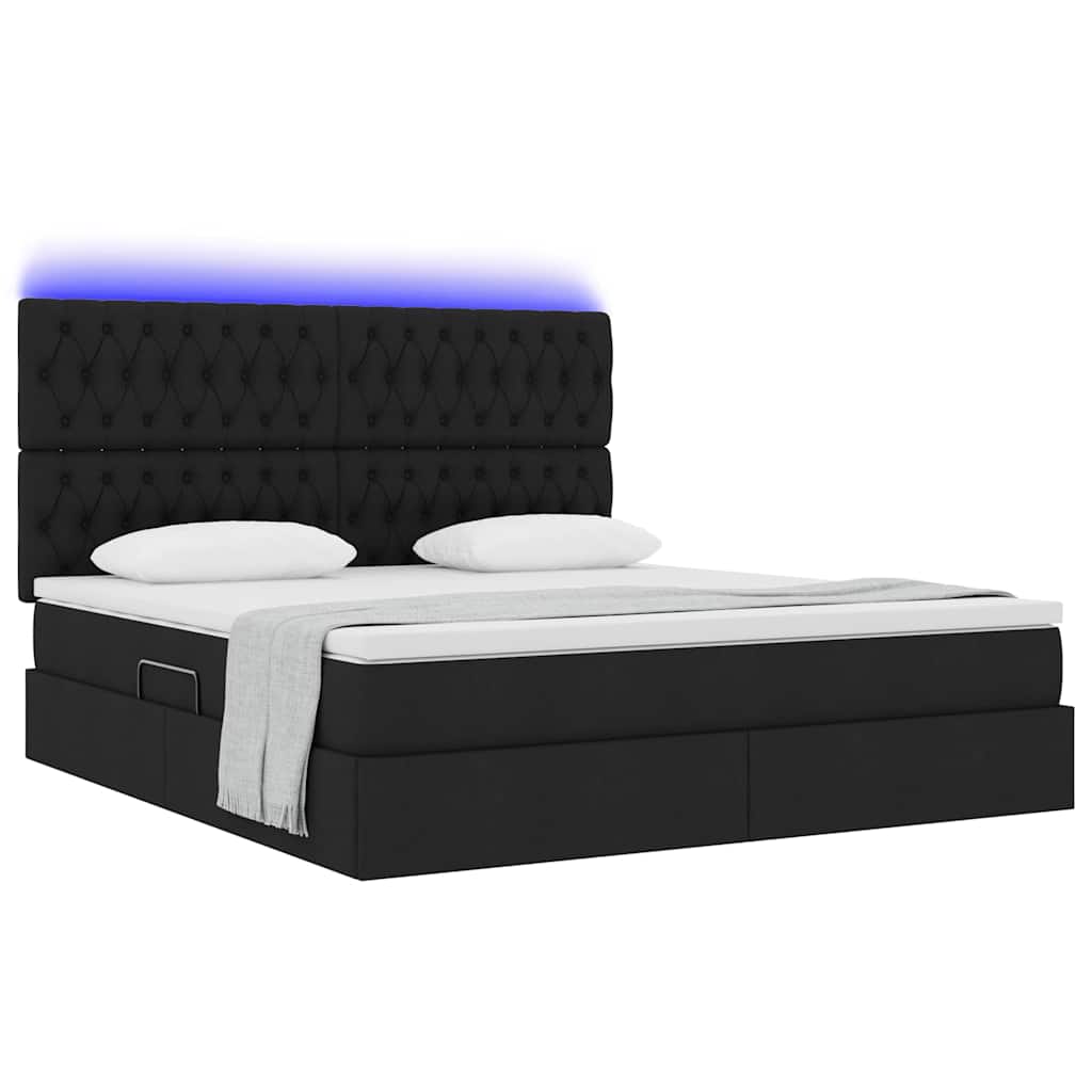 Letto con contenitore LED e materasso Nero 160 x 200 cm Tessuto | homemem39