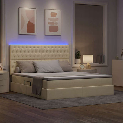 Letto con contenitore LED e materasso Crema 160 x 200 cm | homemem39