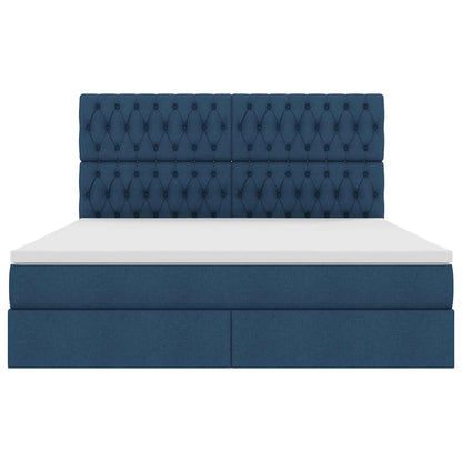 Letto con contenitore LED e materasso Blu 160 x 200 cm Tessuto | homemem39