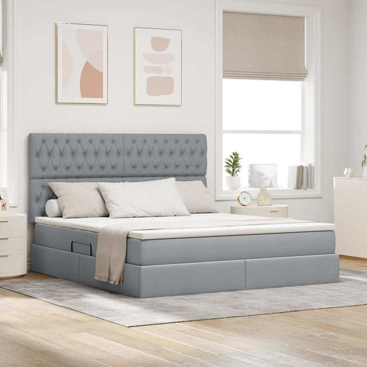 Letto con testiera Grigio chiaro 180 x 200 cm Tessuto