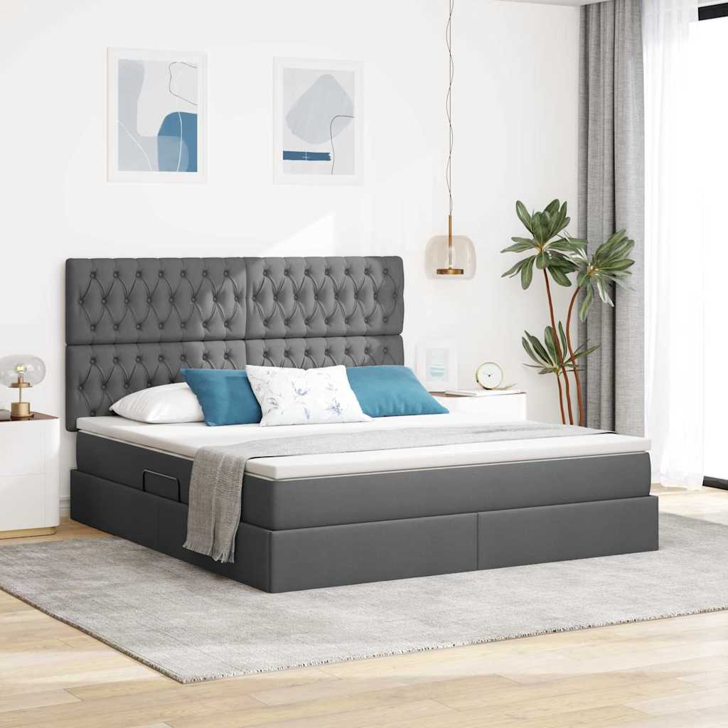 Letto con testiera Grigio scuro 180 x 200 cm Tessuto