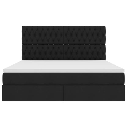 Letto con luci a strisce a LED Nero 180 x 200 cm Tessuto