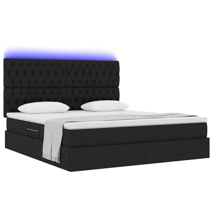 Letto con luci a strisce a LED Nero 180 x 200 cm Tessuto