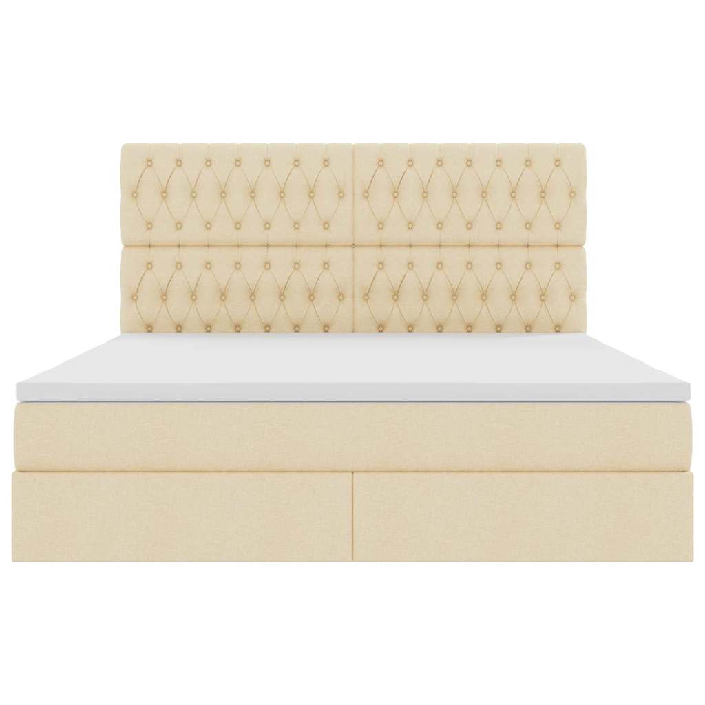 Letto con contenitore LED e materasso Crema 180 x 200 cm | homemem39
