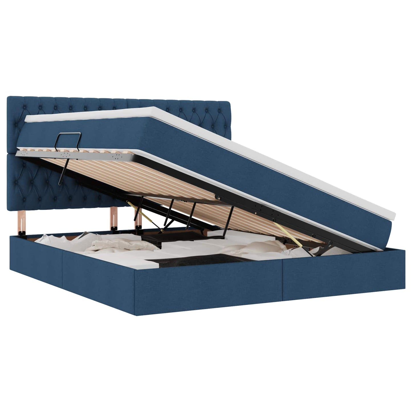 Letto con contenitore LED e materasso Blu 180 x 200 cm Tessuto | homemem39