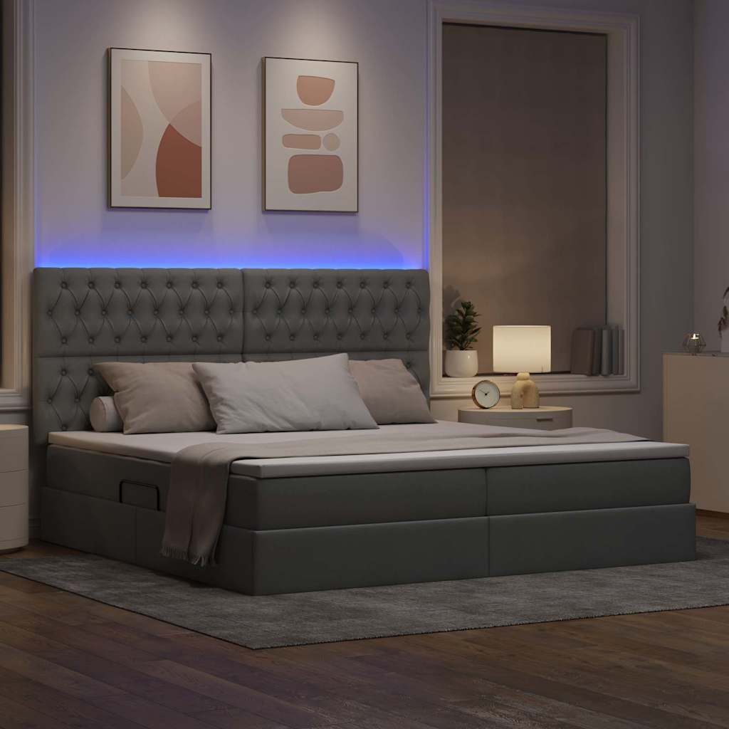 Letto con contenitore LED e materasso Grigio Chiaro | homemem39