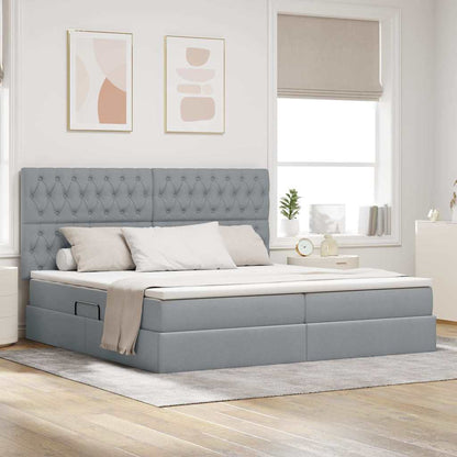 Letto con testiera Grigio chiaro 200 x 200 cm Tessuto
