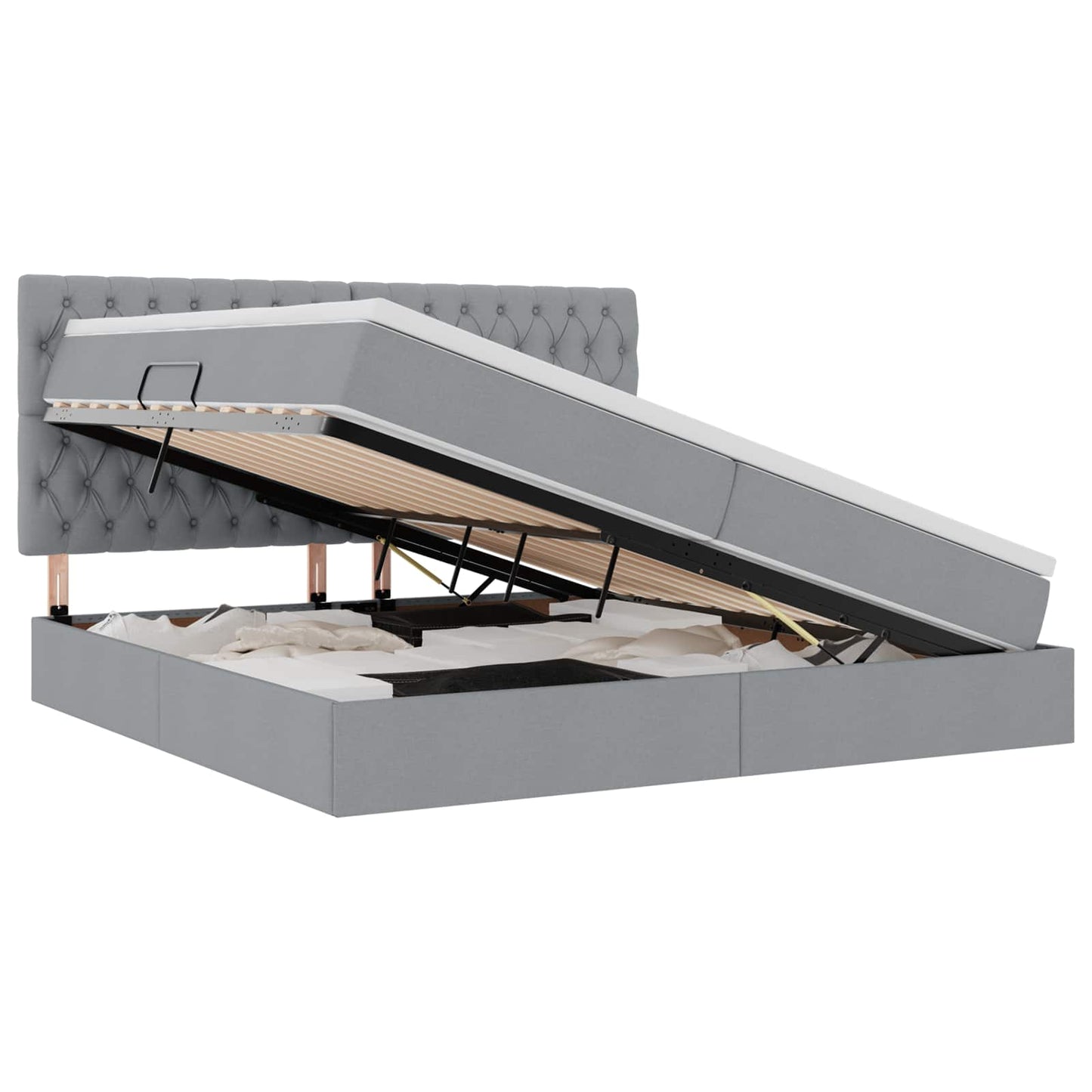 Letto con testiera Grigio chiaro 200 x 200 cm Tessuto