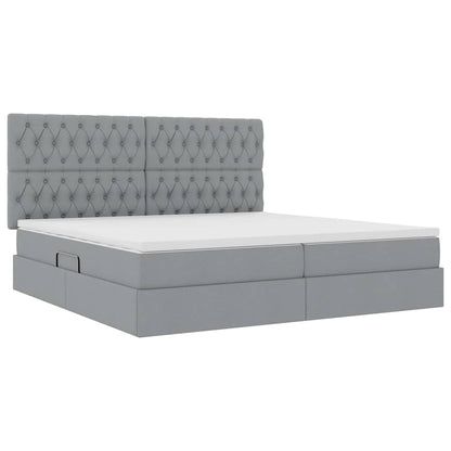 Letto con testiera Grigio chiaro 200 x 200 cm Tessuto