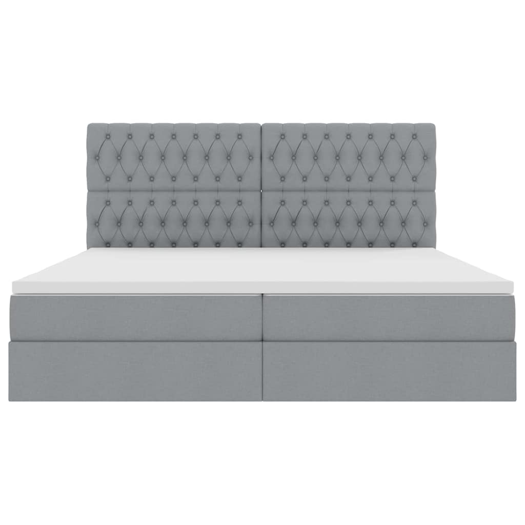 Letto con testiera Grigio chiaro 200 x 200 cm Tessuto