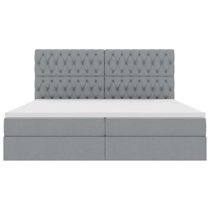 Letto con testiera Grigio chiaro 200 x 200 cm Tessuto
