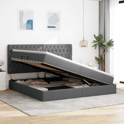 Letto con contenitore LED e materasso Grigio Scuro 200 x 200 cm | homemem39