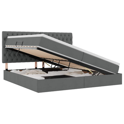 Letto con testiera Grigio scuro 200 x 200 cm Tessuto