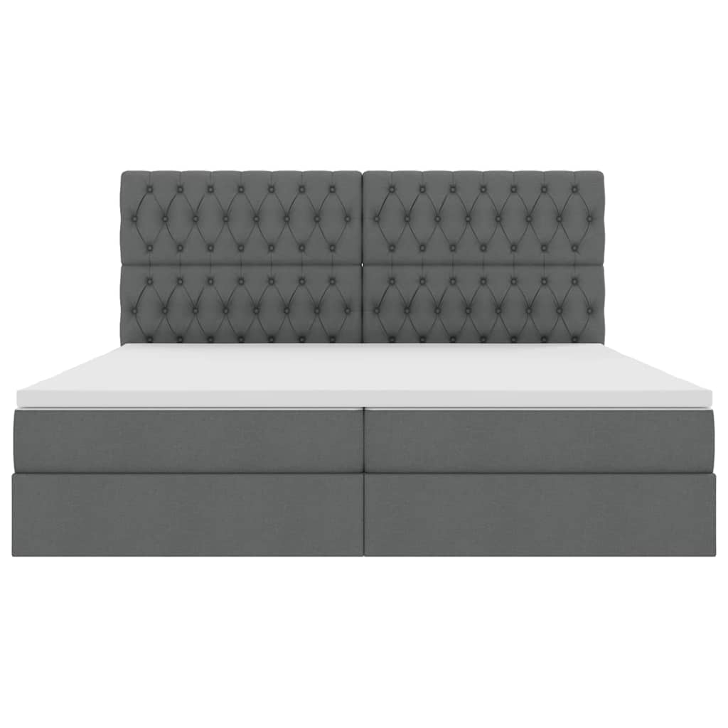 Letto con testiera Grigio scuro 200 x 200 cm Tessuto