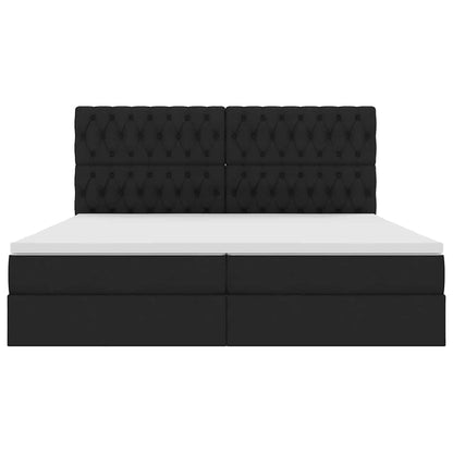 Letto con luci a strisce a LED Nero 200 x 200 cm Tessuto
