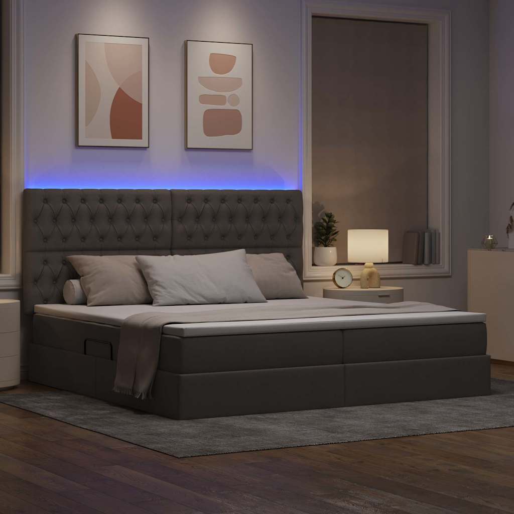 Letto con luci a strisce a LED Talpa 200 x 200 cm Tessuto