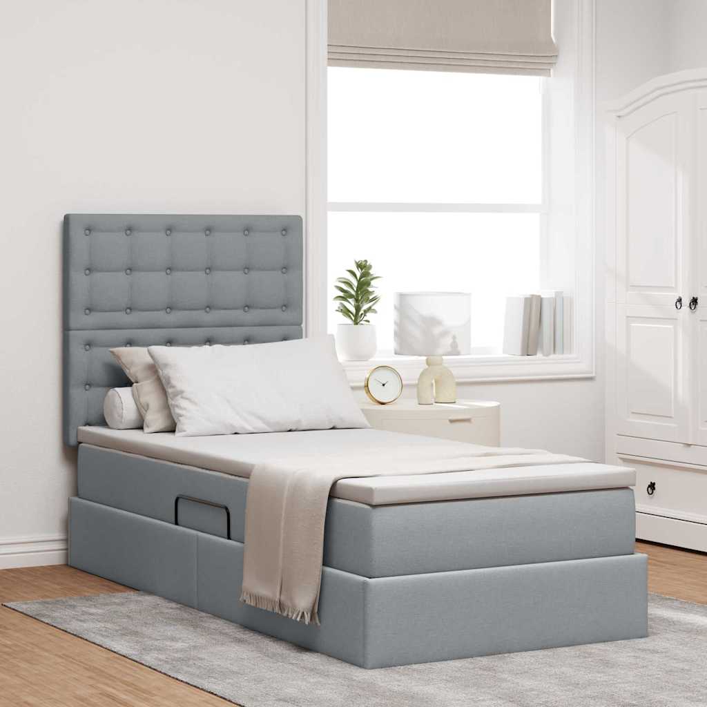 Letto con contenitore LED e materasso Grigio Chiaro 90 x 190 cm | homemem39