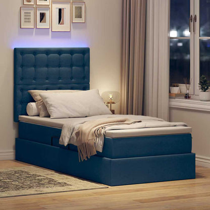 Letto con contenitore LED e materasso Blu 90 x 190 cm Tessuto | homemem39