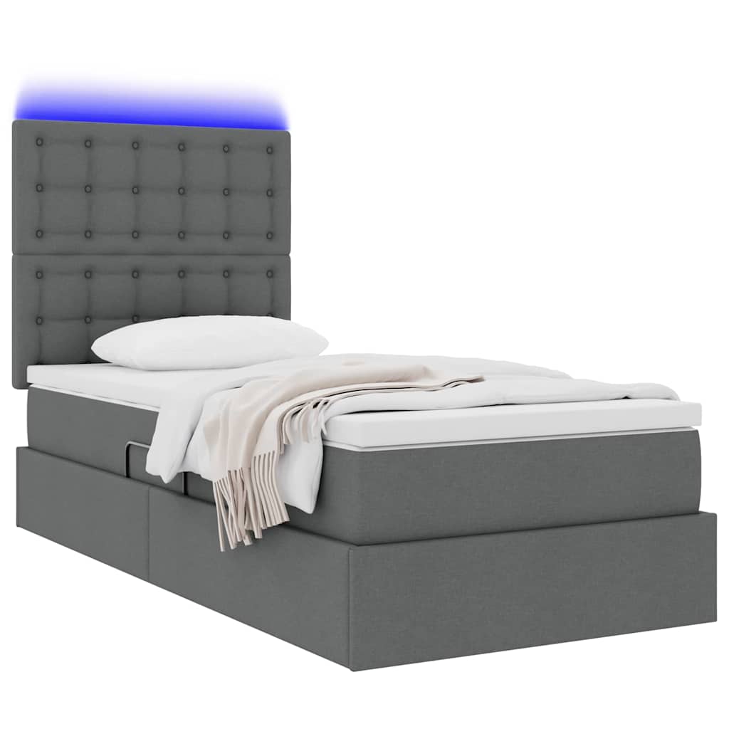 Letto con contenitore LED e materasso Grigio Scuro 90 x 200 cm | homemem39