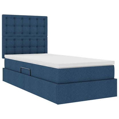 Letto con contenitore LED e materasso Blu 90 x 200 cm Tessuto | homemem39