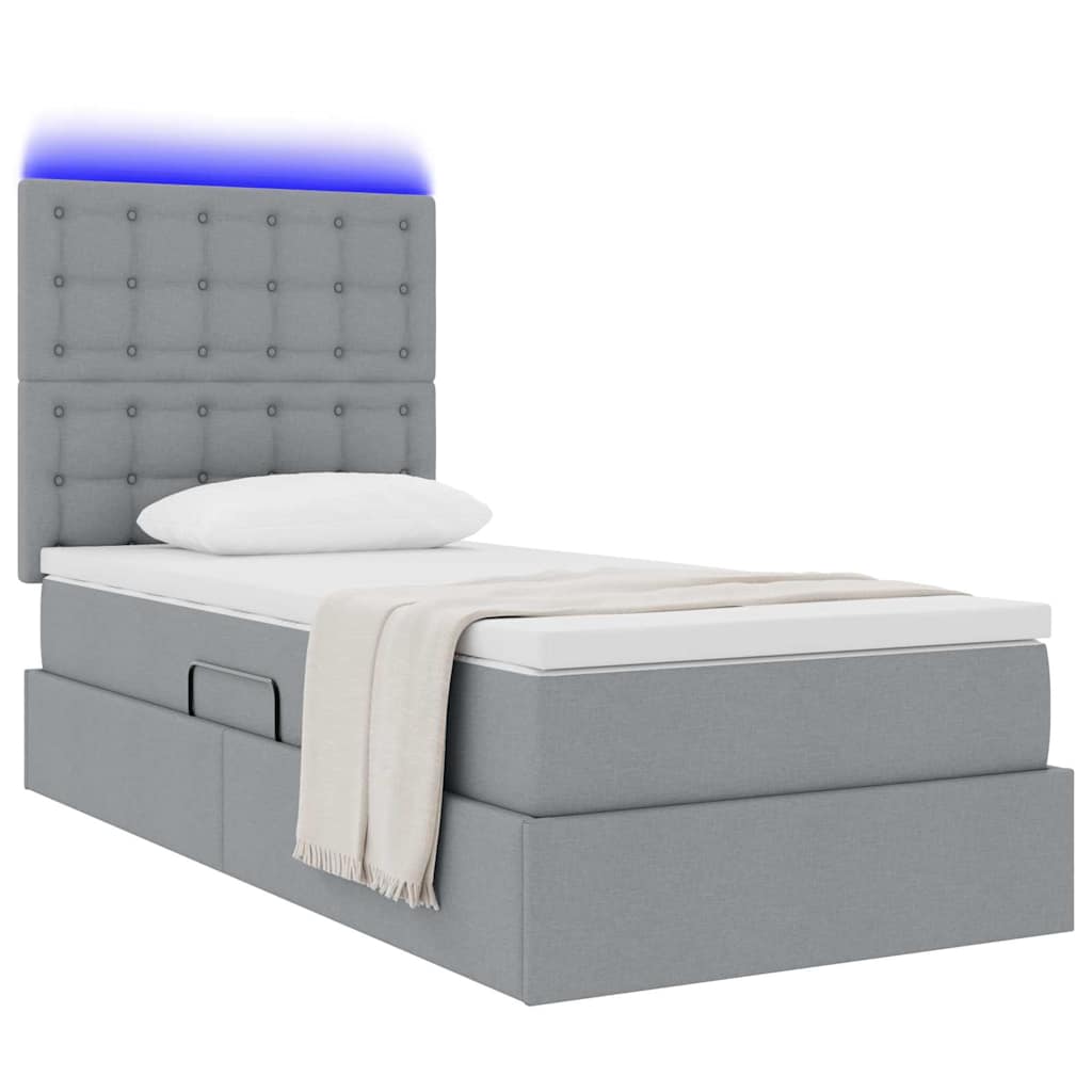 Letto con contenitore LED e materasso Grigio Chiaro | homemem39