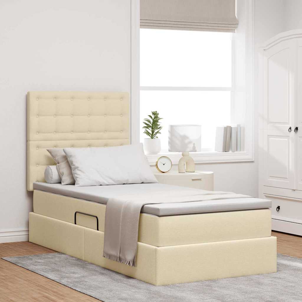 Letto con contenitore LED e materasso Crema 100 x 200 cm | homemem39