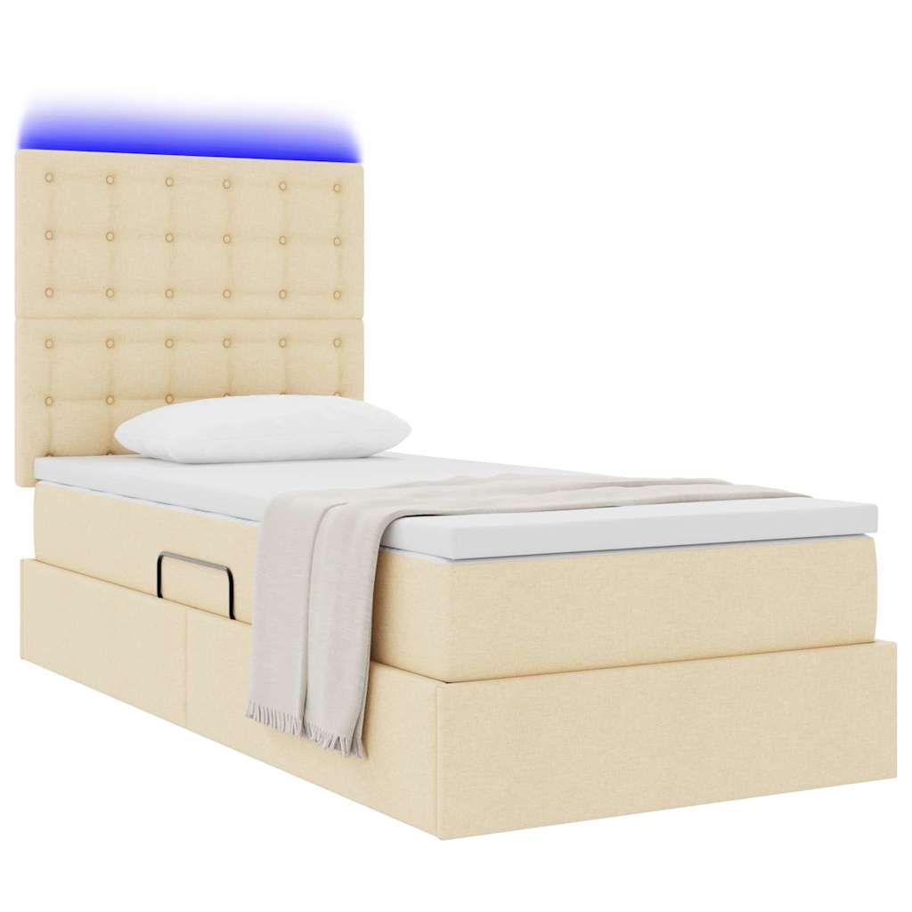 Letto con contenitore LED e materasso Crema 100 x 200 cm | homemem39