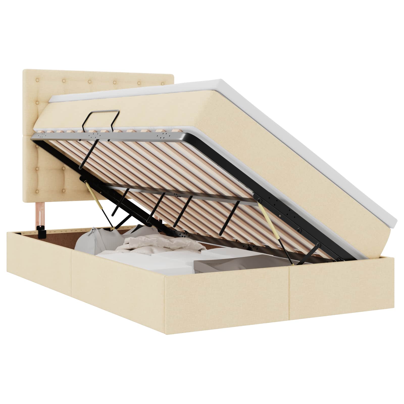 Letto con contenitore LED e materasso Crema 120 x 190 cm | homemem39