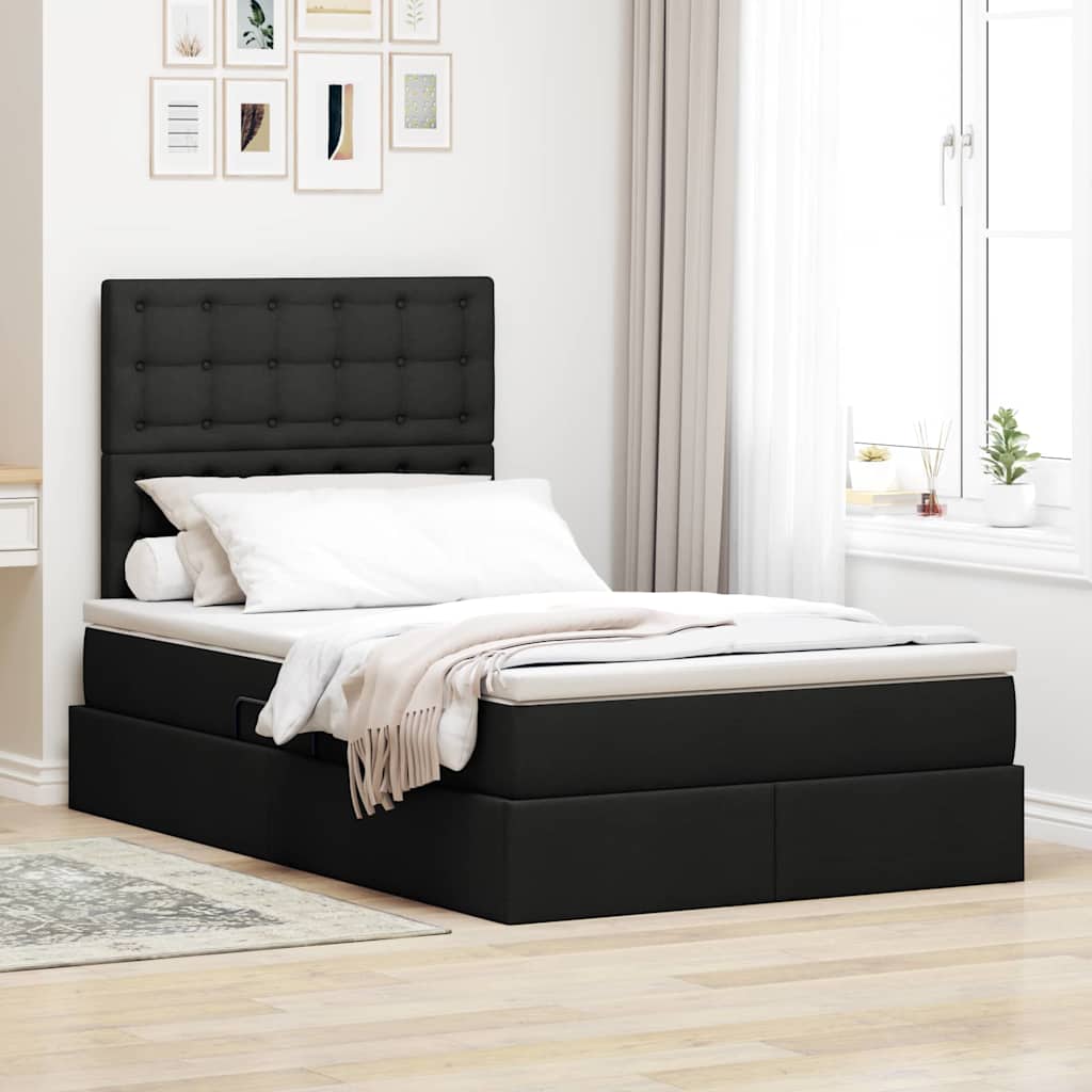 Letto con contenitore LED e materasso Nero 120 x 200 cm Tessuto | homemem39