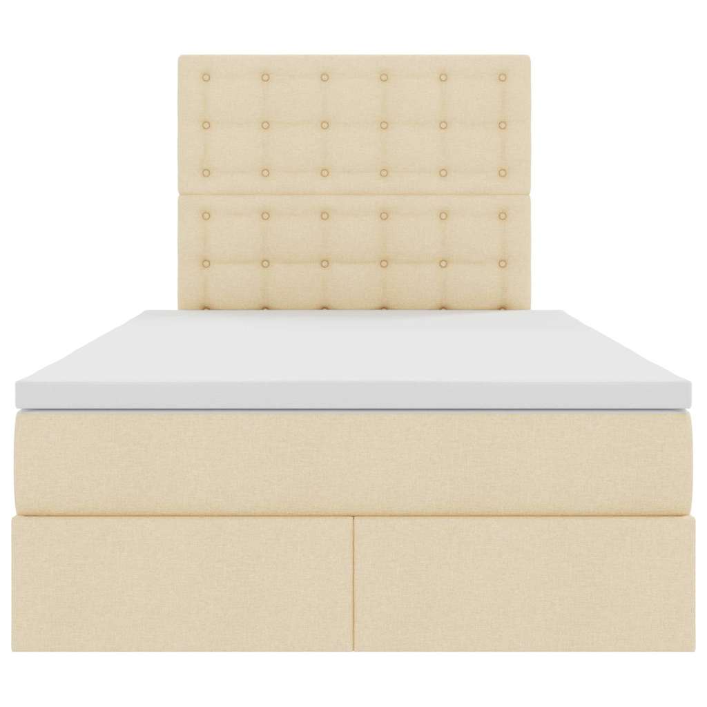 Letto con luci a strisce a LED Crema 120 x 200 cm Tessuto