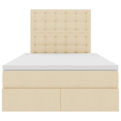 Letto con luci a strisce a LED Crema 120 x 200 cm Tessuto