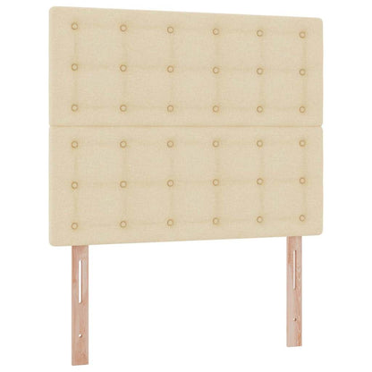 Letto con luci a strisce a LED Crema 120 x 200 cm Tessuto