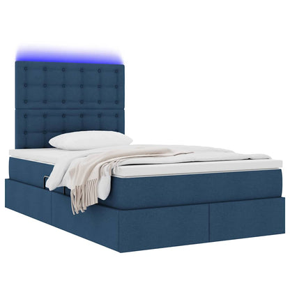 Letto con luci a strisce a LED Blu 120 x 200 cm Tessuto