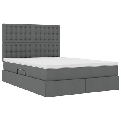 Letto con contenitore e LED Grigio scuro 140 x 190 cm