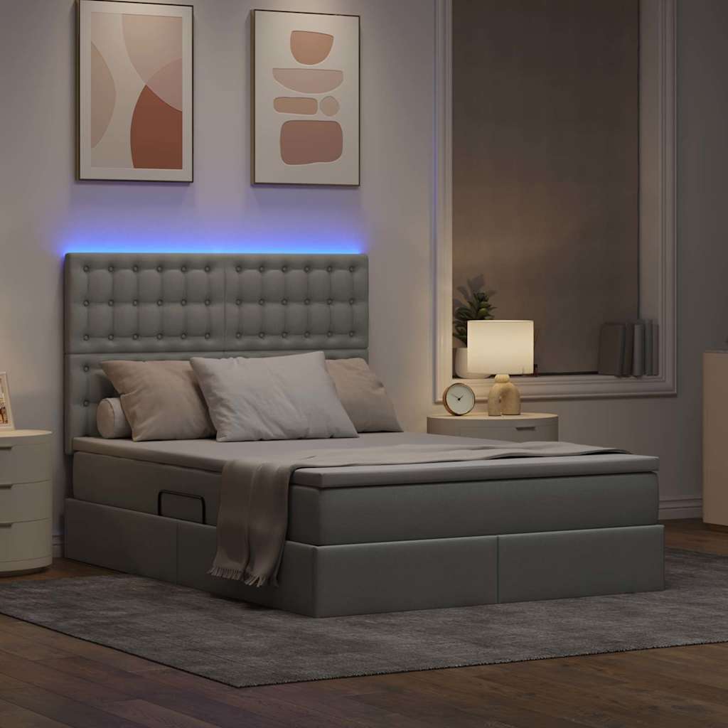 Letto con testiera Grigio chiaro 140 x 200 cm Tessuto