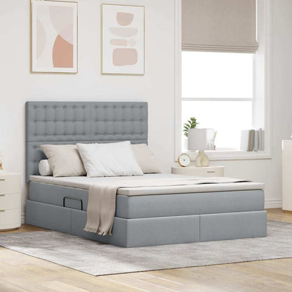 Letto con contenitore e LED Grigio chiaro 140 x 200 cm
