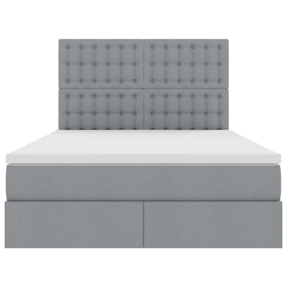 Letto con testiera Grigio chiaro 140 x 200 cm Tessuto