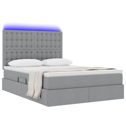 Letto con contenitore e LED Grigio chiaro 140 x 200 cm