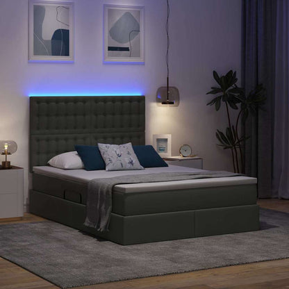 Letto con testiera Grigio scuro 140 x 200 cm Tessuto