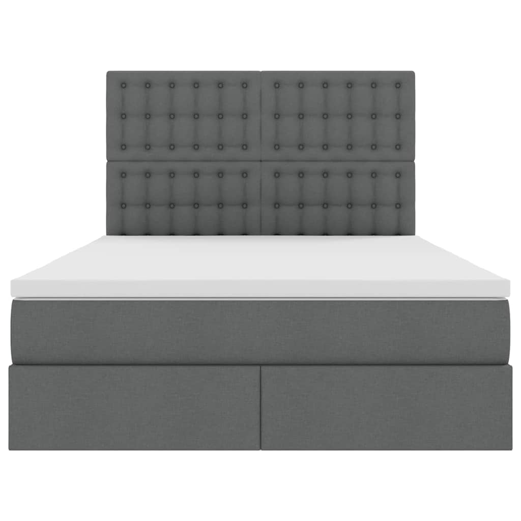 Letto con testiera Grigio scuro 140 x 200 cm Tessuto