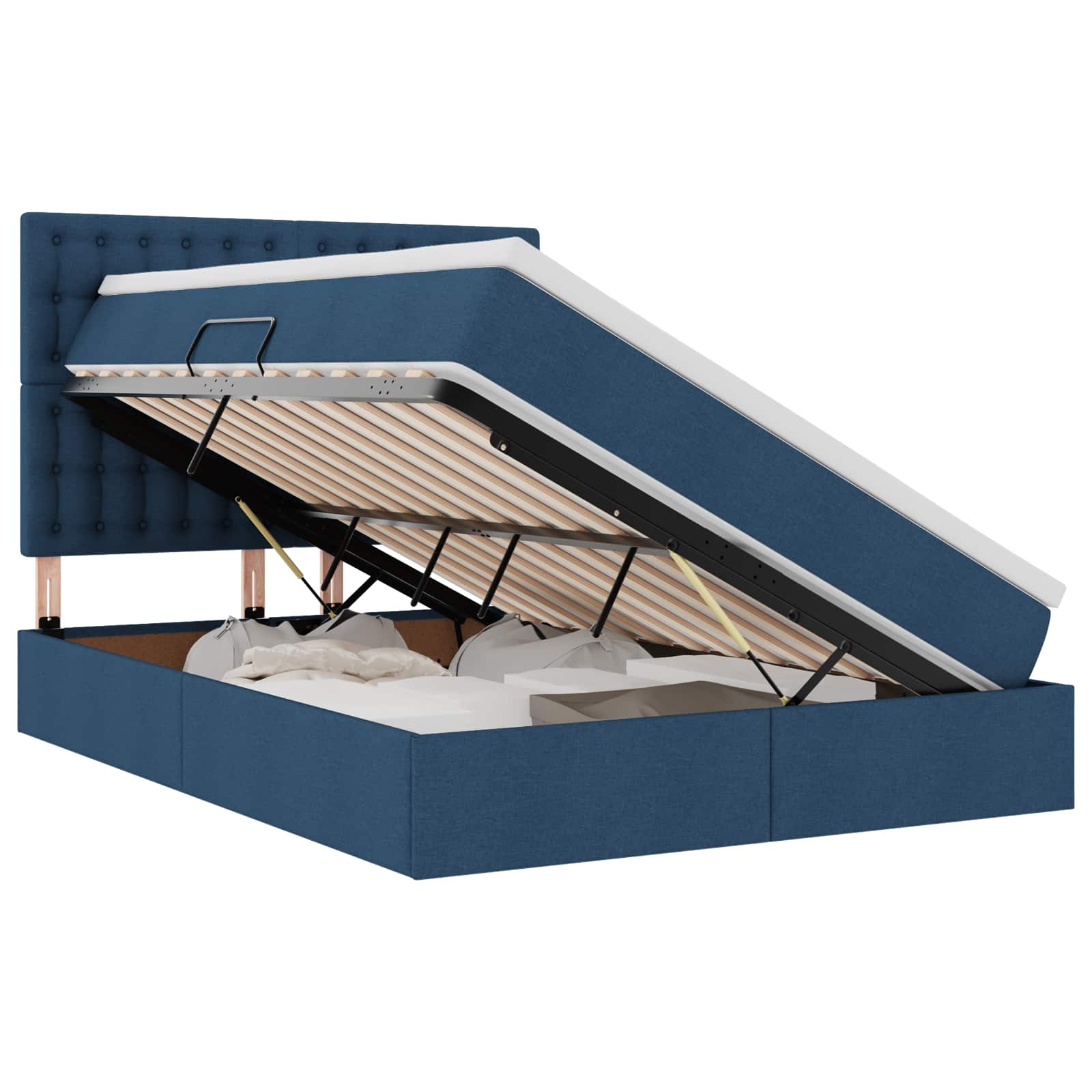 Letto con contenitore LED e materasso Blu 140 x 200 cm Tessuto | homemem39